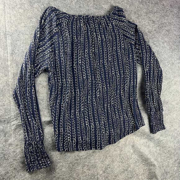 Lucky Brand chevron print smocked peasant top Sz M - Picture 2 of 6